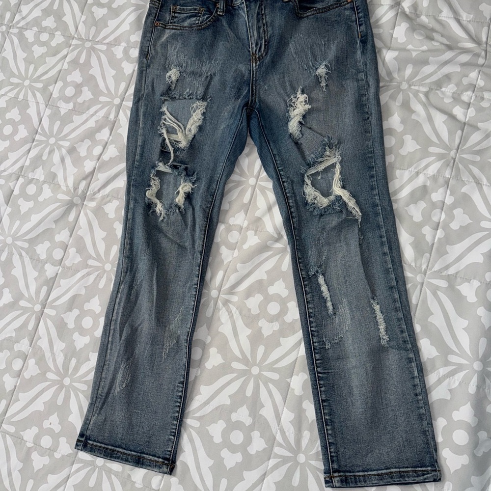 Distressed Blue Jeans